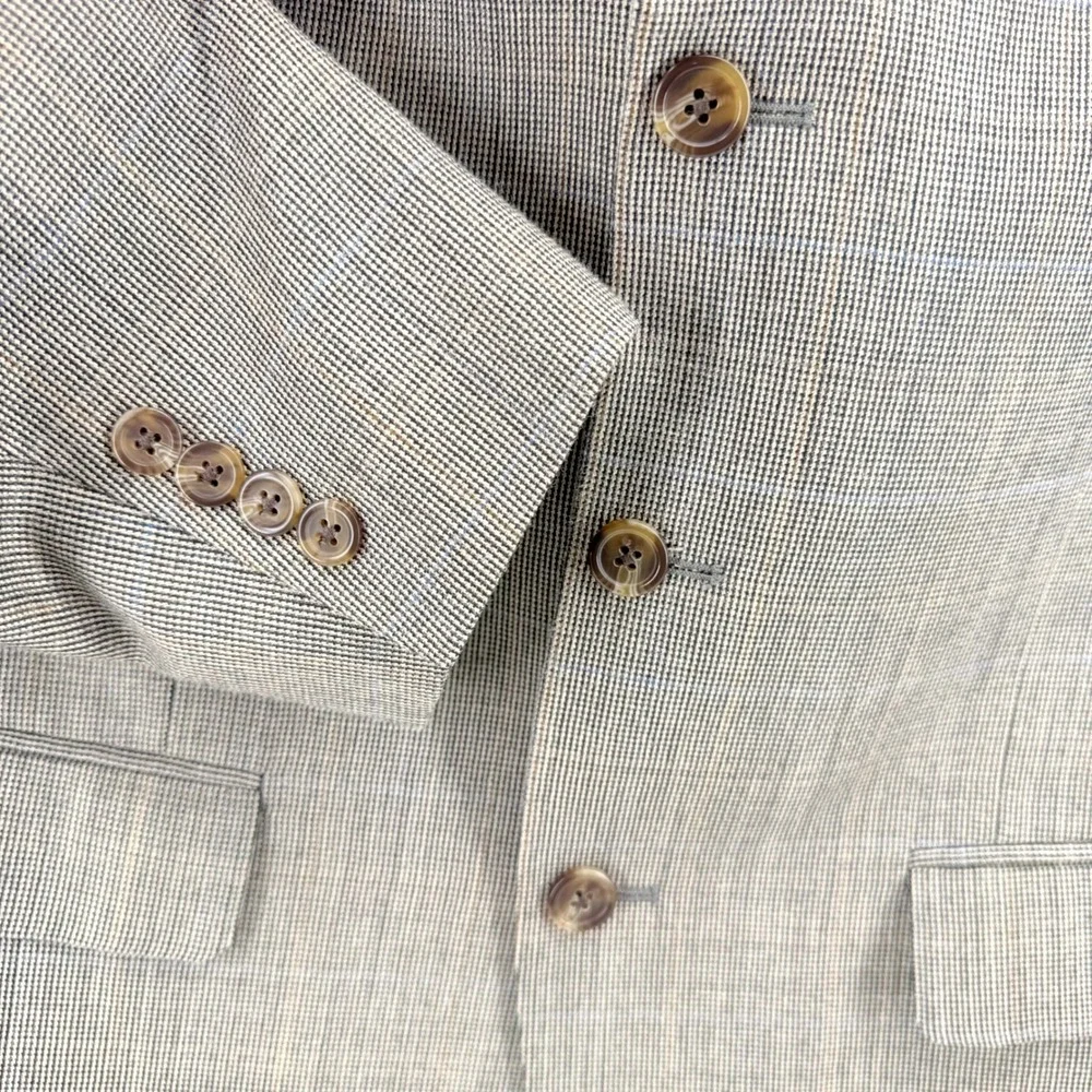 Ralph Lauren Blazer Men 40R Grey Silk Wool 3-Button Sport Coat Glen Plaid